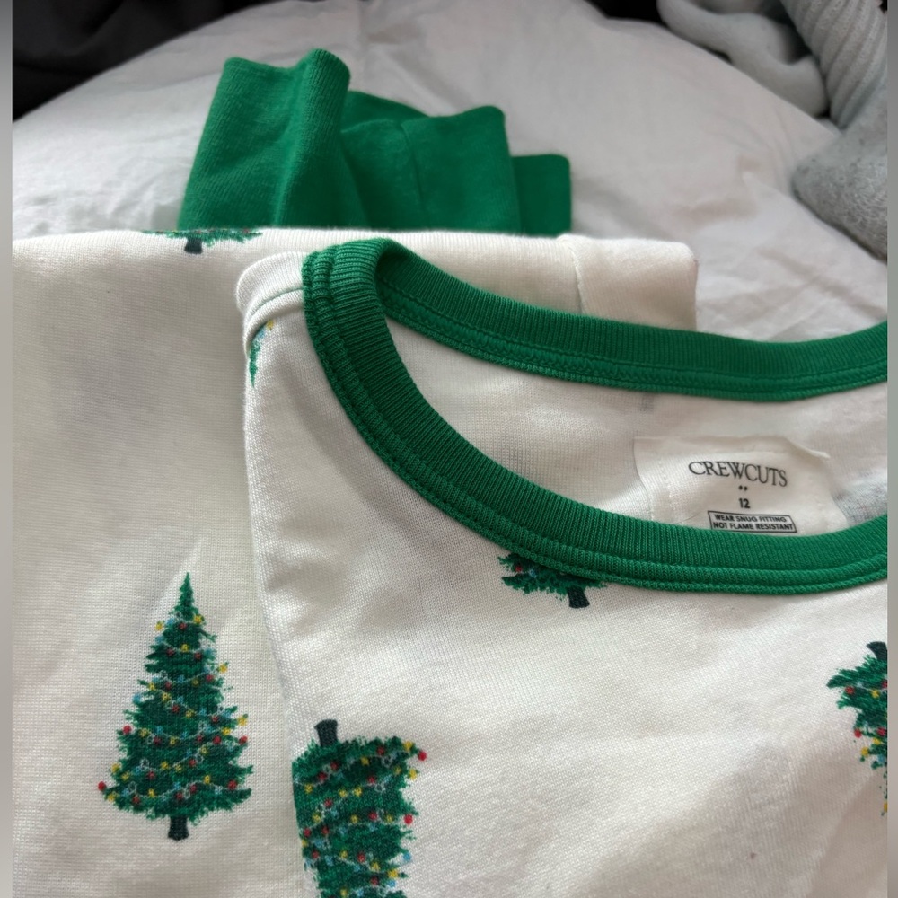 Crewcuts Kids Festive Tree Long Sleeve Tee - Green and White